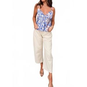 NEW RAISONNEL floral satin tank in blue